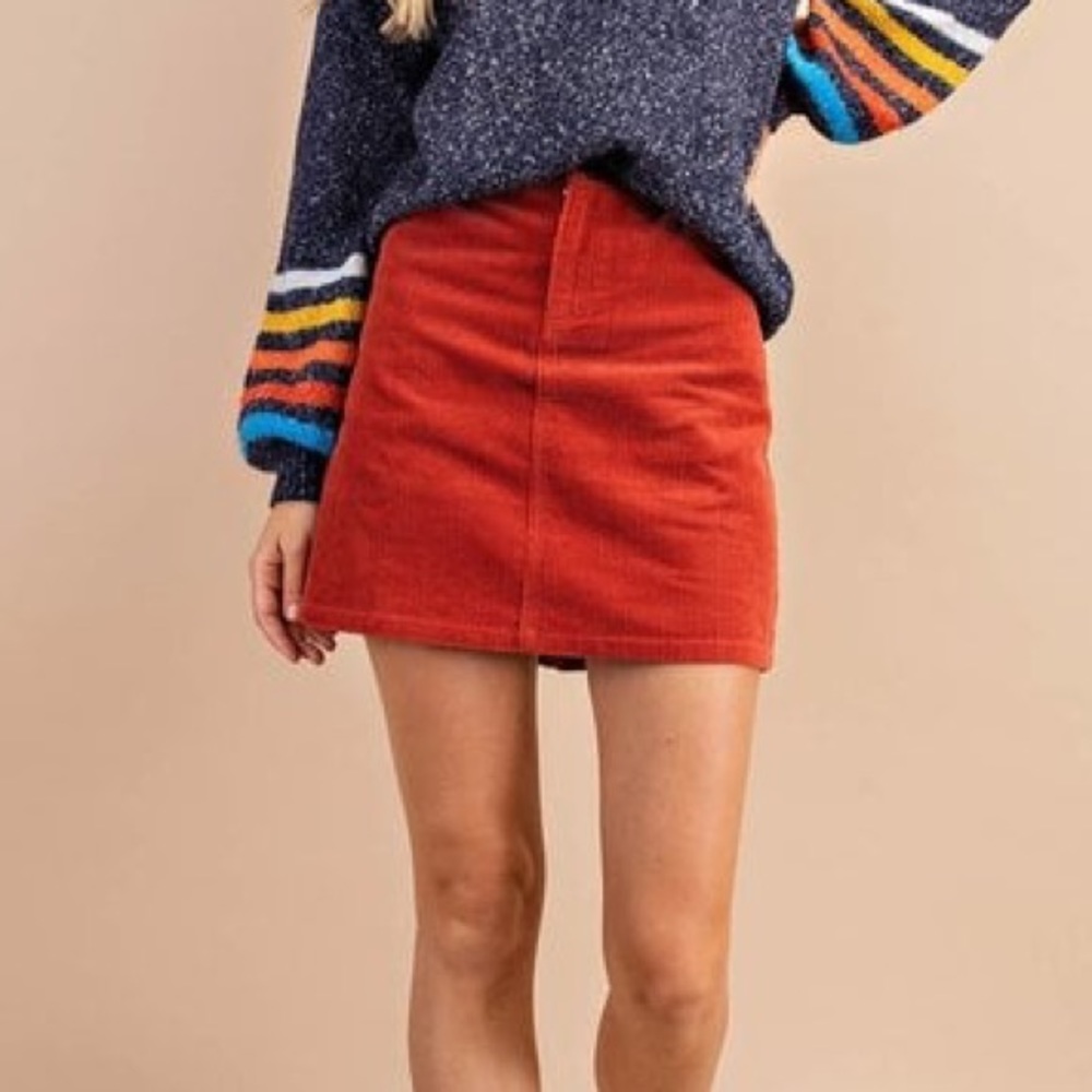 Kori America. Rust Corduroy mini skirt. Size small.